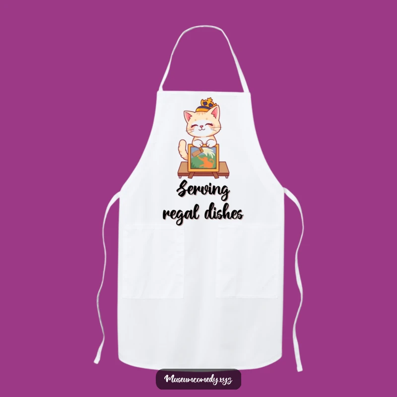 Funny Regal Cat Curator Apron: Kitchen Artistry with a Dapper Cat
