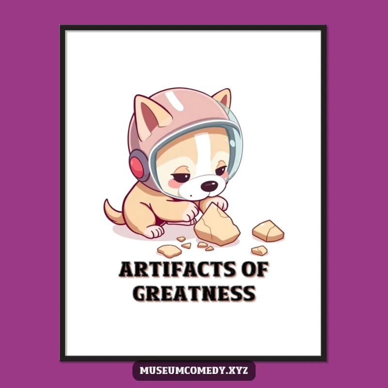 Funny Dog Archaeologist Digital Print: Instant Humorous Home Decor