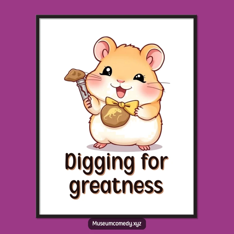 Funny Hamster Fossil Hunter Poster: Adorable Wall Art for Enthusiasts