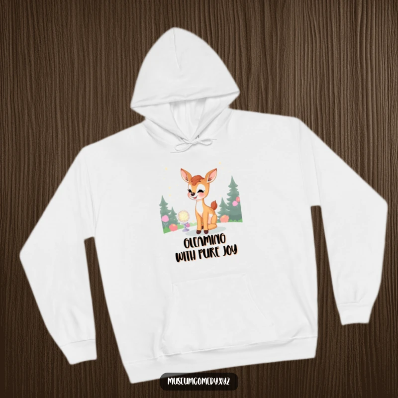 Funny Deer Fawn Hoodie: A joyful fawn marvels at a glittering display, offering cozy comfort and a touch of magical wonder.