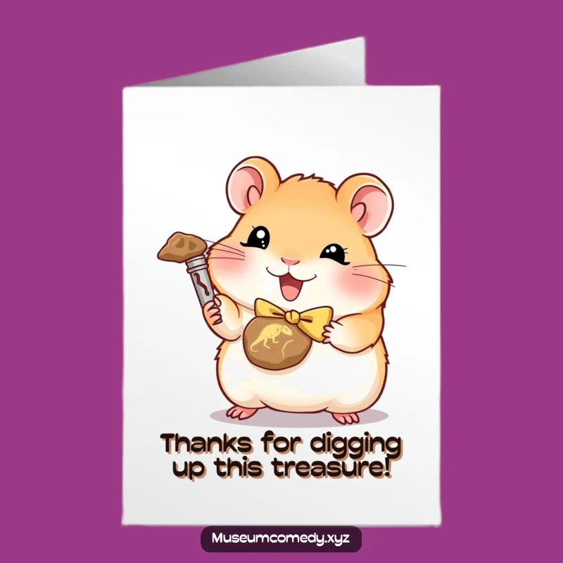 Free Printable Thank You Card: Cute Hamster Paleontologist, Sweet Downloadable Gift