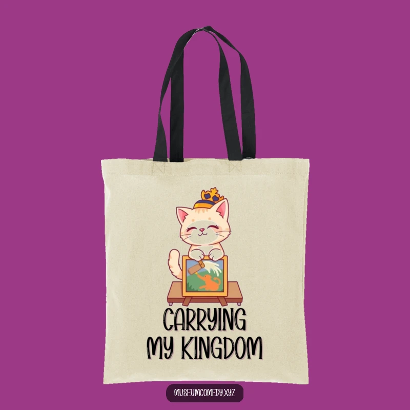 Funny Regal Cat Curator Tote Bag: Carry Your Art Supplies in Style